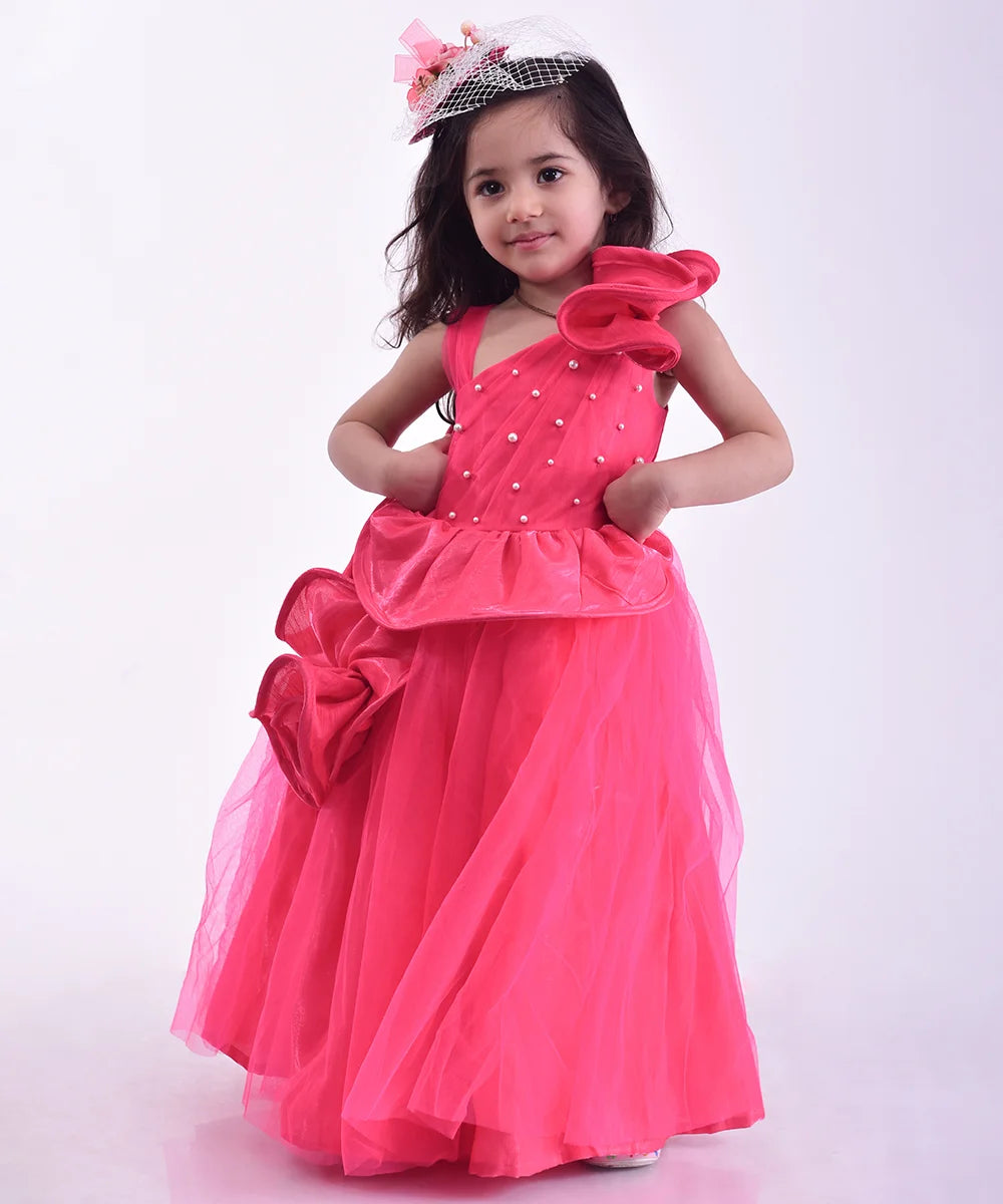 Pink Colour Party Gown for 6 12 Month Baby Girl Devils n Angels