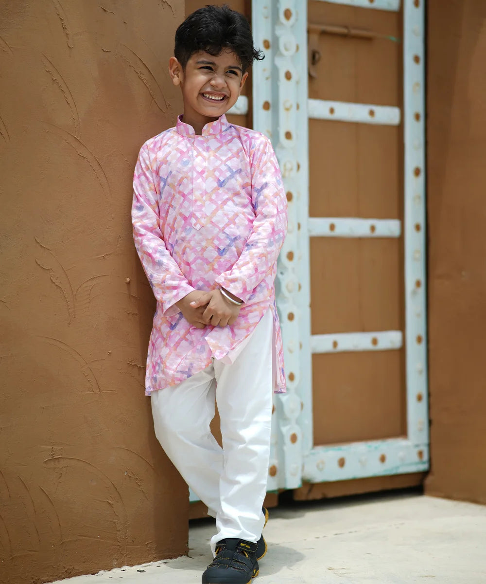 Pink and white online kurta pajama