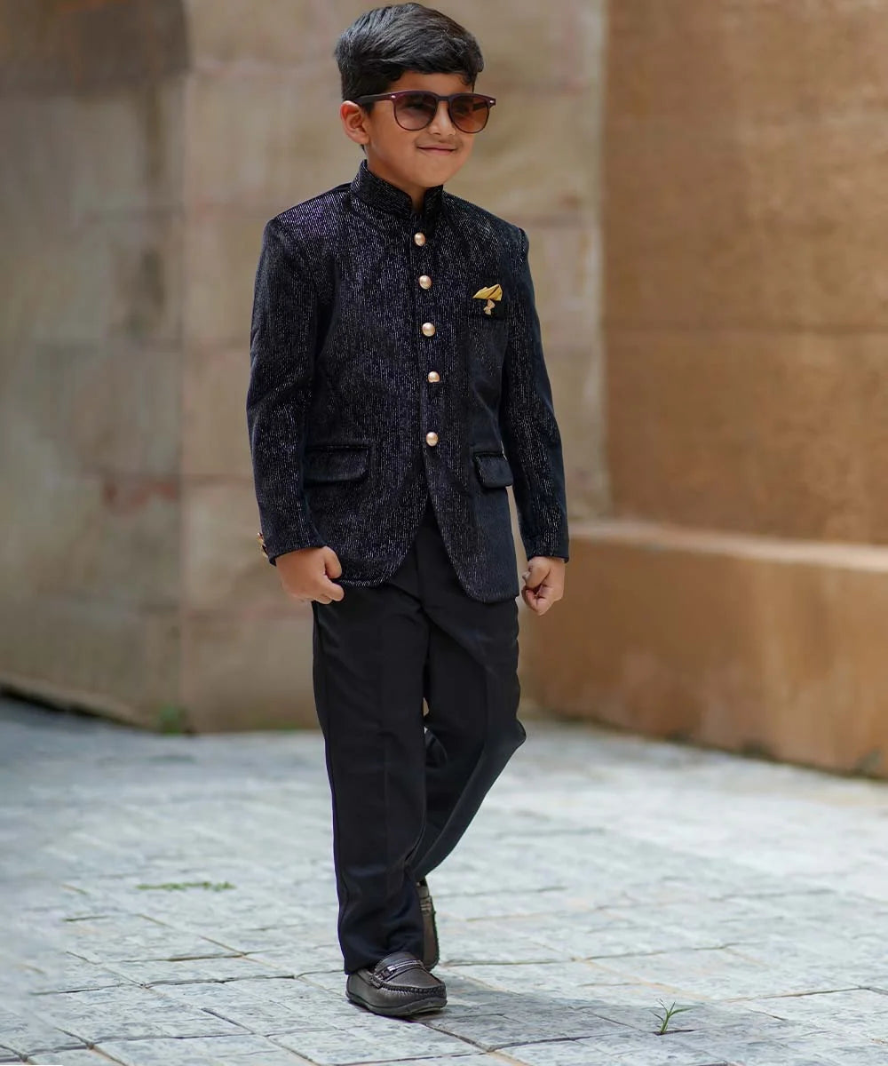 Denim Grey Jodhpuri Blazer with Black Trouser| Perfect for Wedding and –  Rajanyas