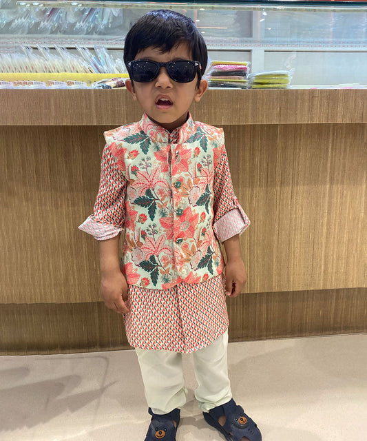 Multi-Coloured Kurta Pyjama Set for Boys