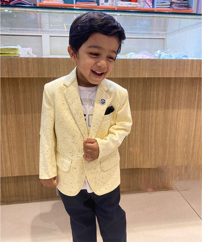 Yellow Color Blazer For Boys For Party