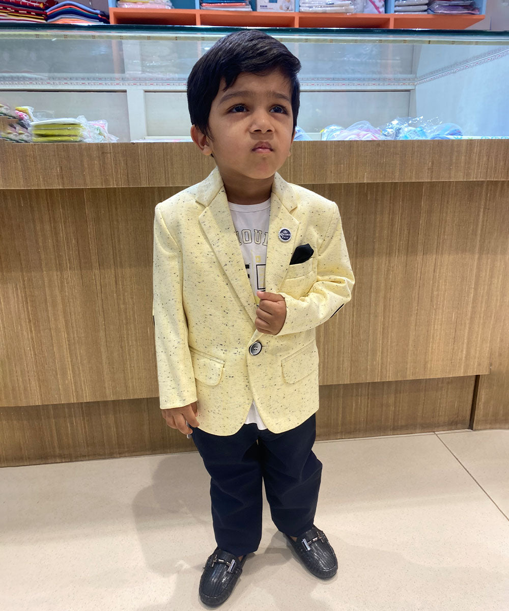 Yellow Color Blazer For Boys For Party