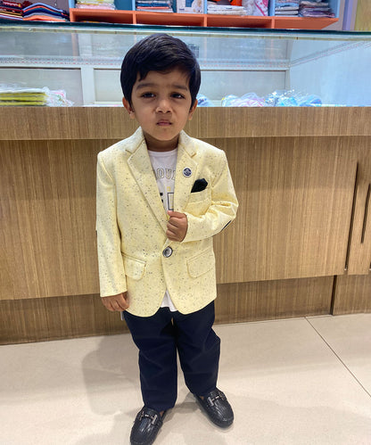 Yellow Color Blazer For Boys For Party