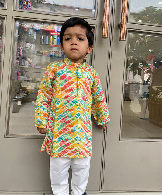 Multi-Coloured Self-Printed Kurta Set for Baby Boy