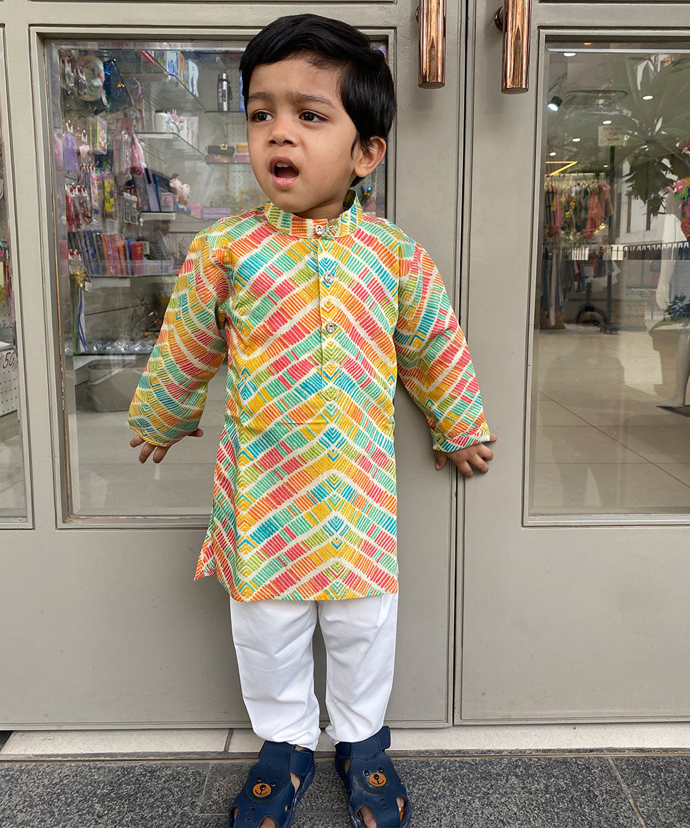 Multi-Coloured Self-Printed Kurta Set for Baby Boy