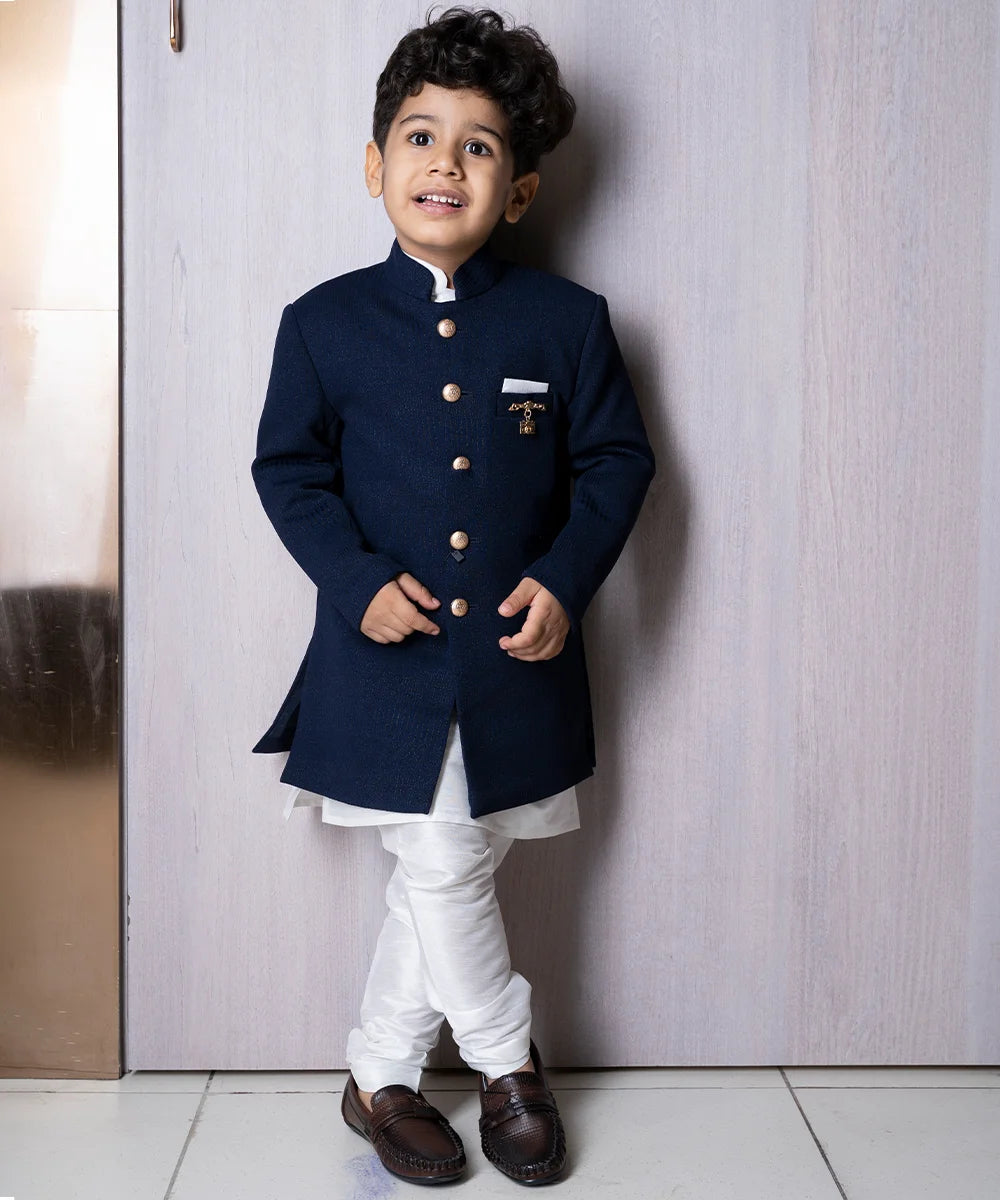 Navy Colored Achkan for Boys for Wedding