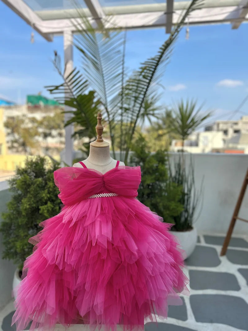 Pre Order: Off-Shoulder Party Wear Gown for Girl Child(DM For Price)