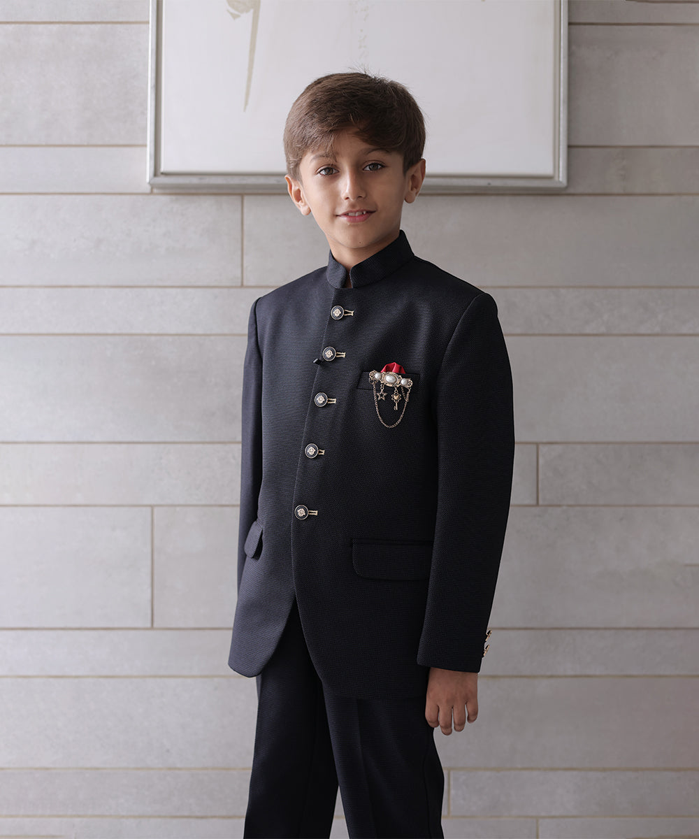 Pre-Order: Black Jodhpuri Suit Set for Boys for Party (DM For Price)