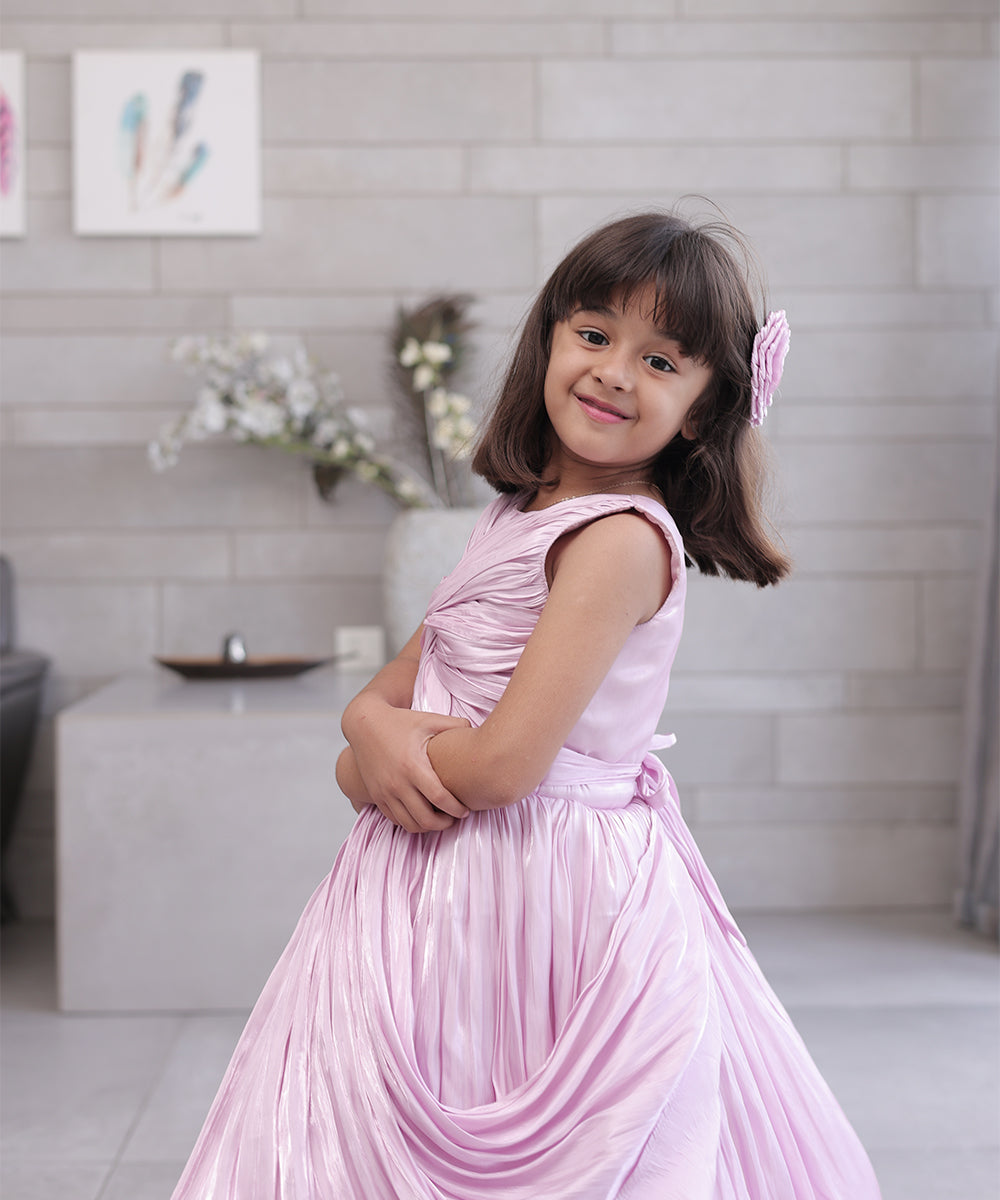 Pink Coloured Self-Designed Party Wear Gown for Girls