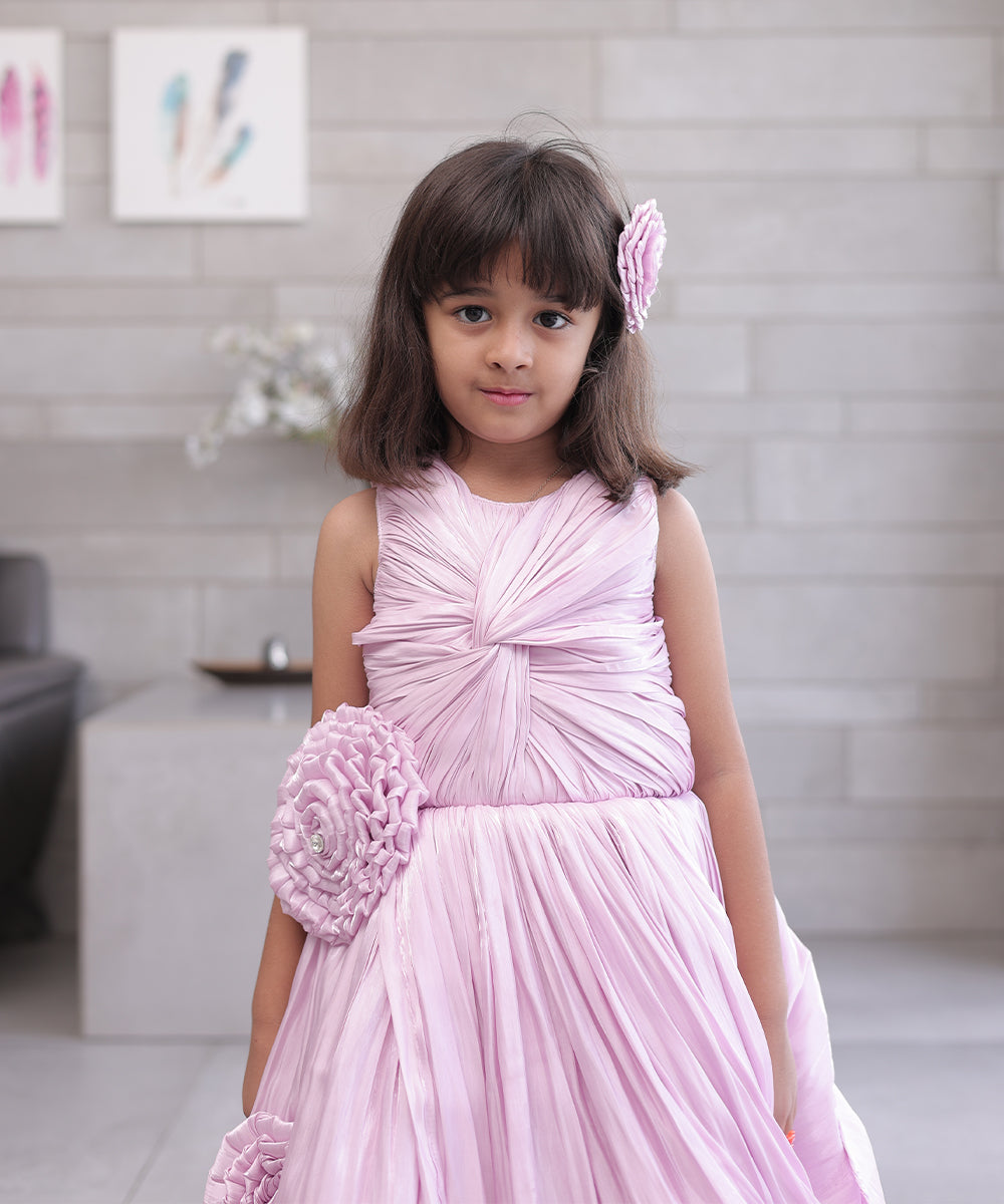 Pink Coloured Self-Designed Party Wear Gown for Girls