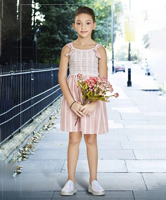 Light Pink Colored Striped Dress