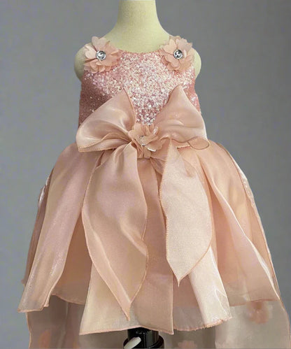 Peach Coloured Cute Up and Down Shimmer Baby Frock