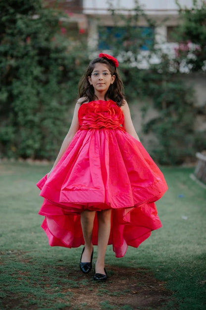 Pre Order: Neon Pink Colored Fancy Party Dress for Girls (DM For Price)