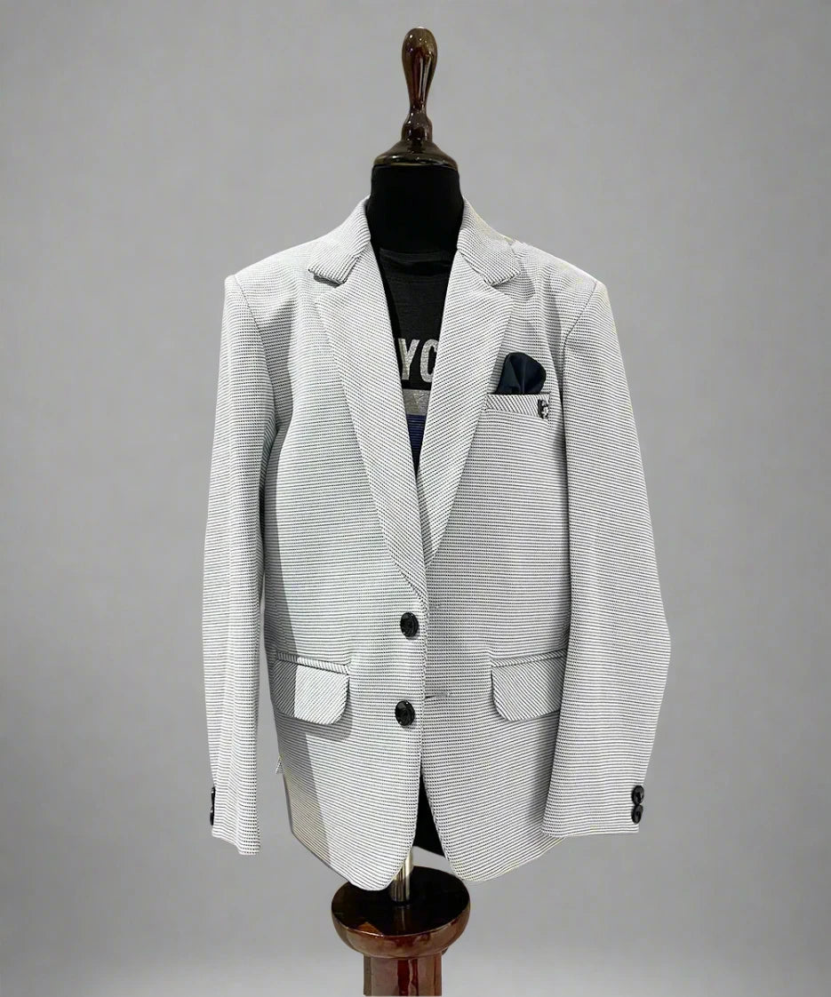 Self-Striped Blazer with a Matching T-Shirt for Boys