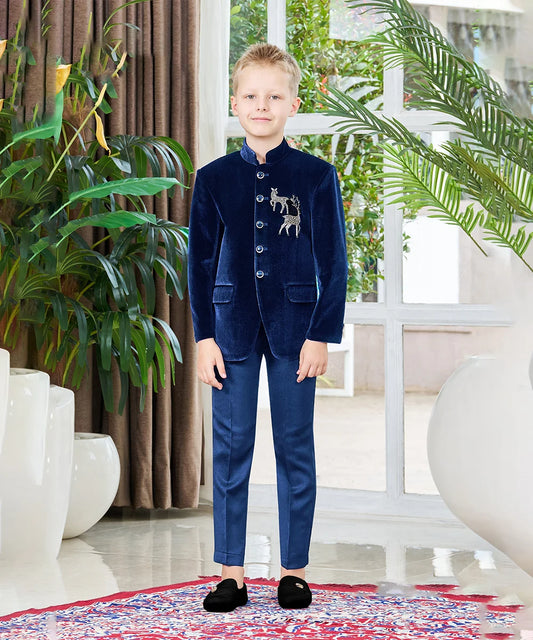 Navy Designer Kids Jodhpuri Set for Weddings