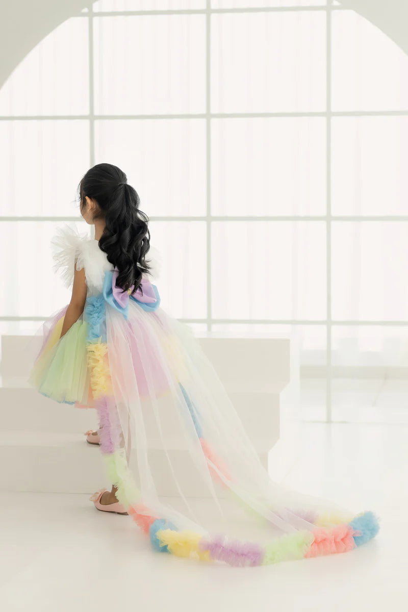 Pre-Order: Unicorn Theme Party Wear Frock for 1-6 Year Girl(DM For Price)