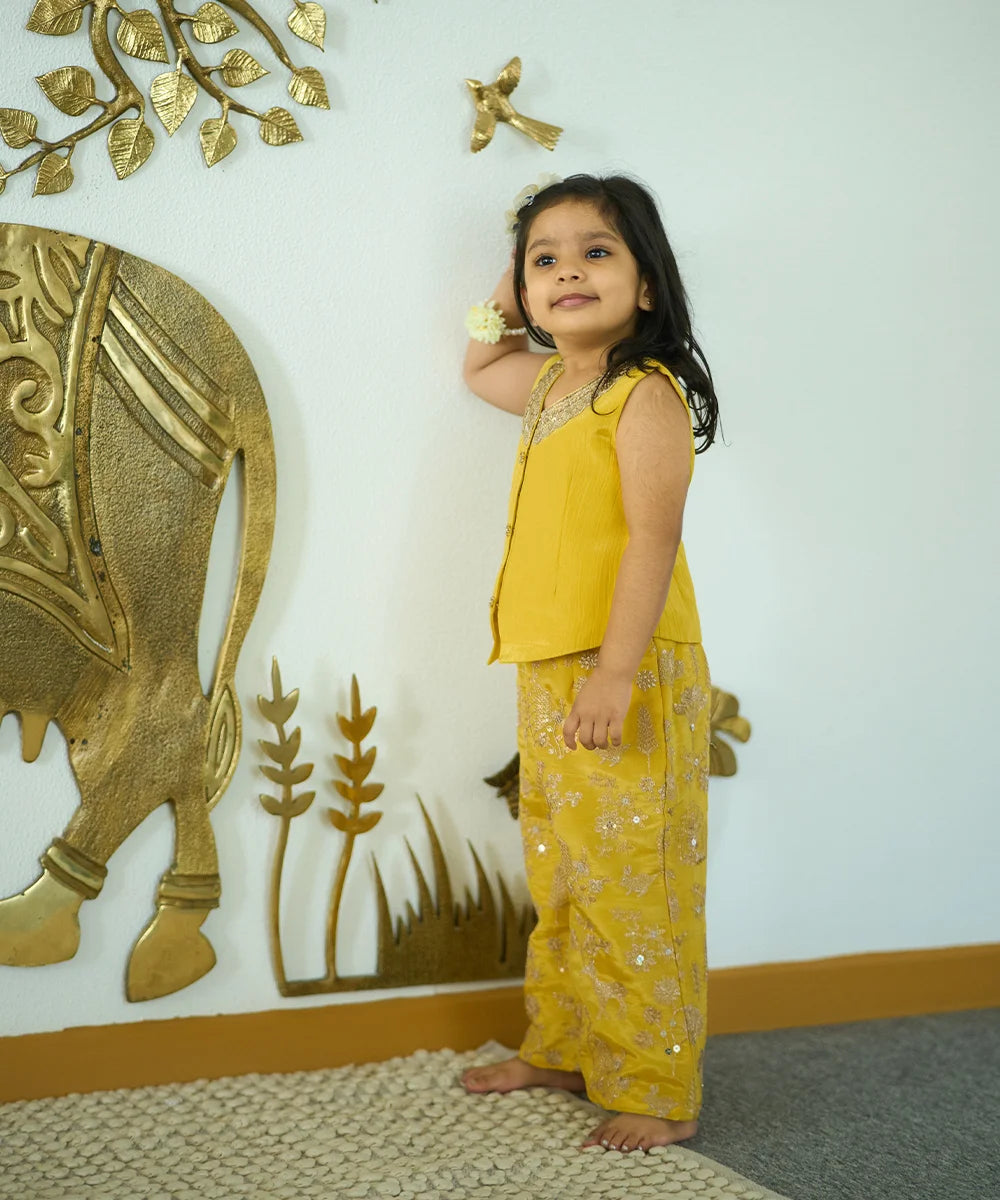 Kid's Yellow Co-Ord Set for Festive Occasions