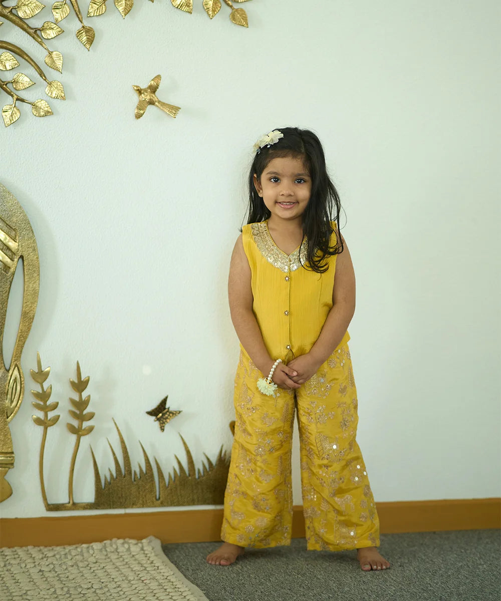 Kid's Yellow Co-Ord Set for Festive Occasions