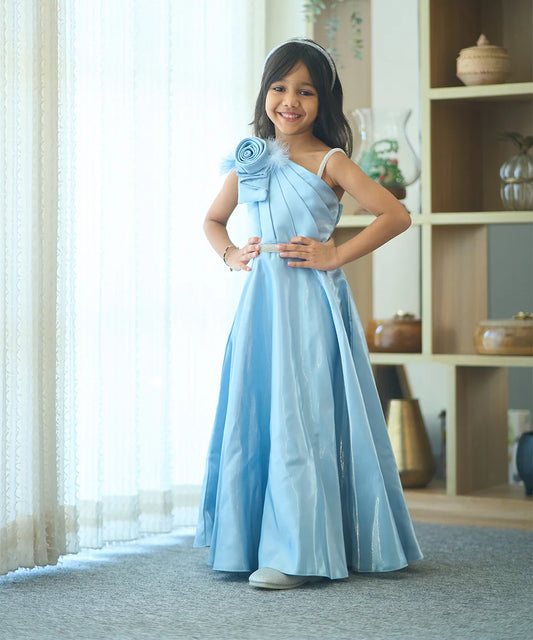 Party Wear Gown for Little Girls in Sky Blue