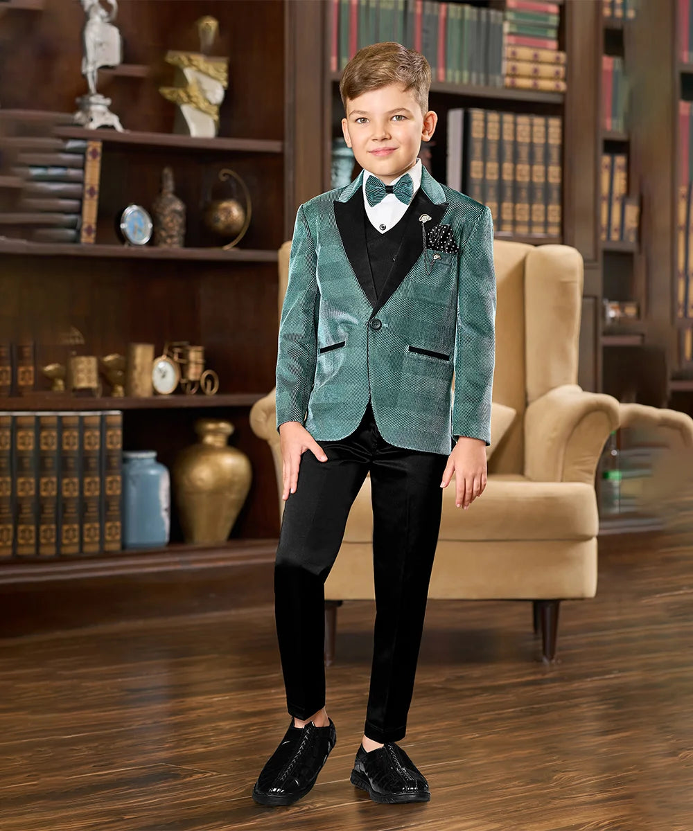 Bottle Green Coloured 5-Piece Coat Suit for Boys