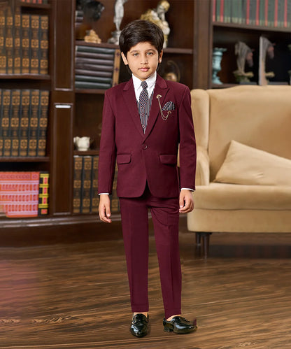 Maroon Coloured Designer Coat Suit for Boys(DM For Price)