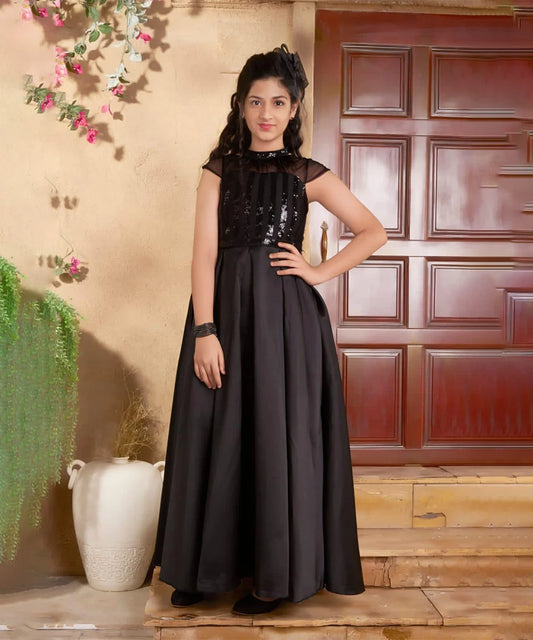 Black Coloured Elegant Kids Girls Gown for Special Occasions, Weddings, and Parties