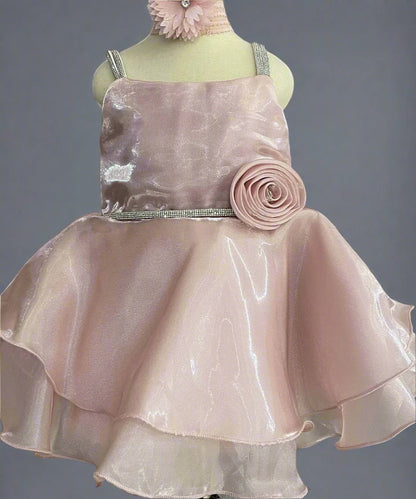 Peach Birthday Frock for Girls with Matching Shoes