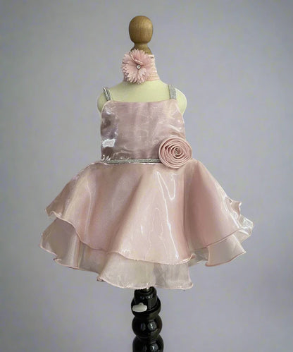 Pink Birthday Frock for Girls with Matching Shoes