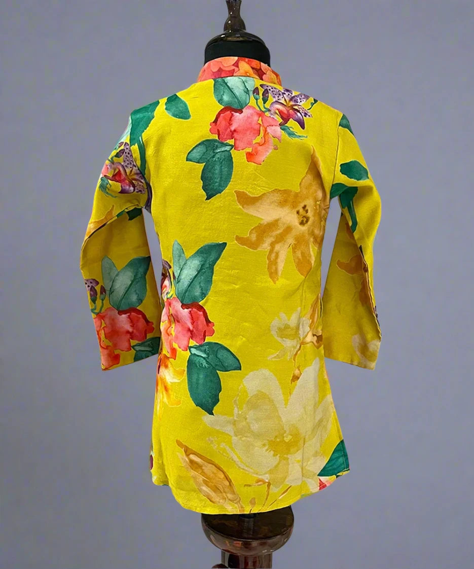 Yellow Coloured Floral Printed India Wear Kurta