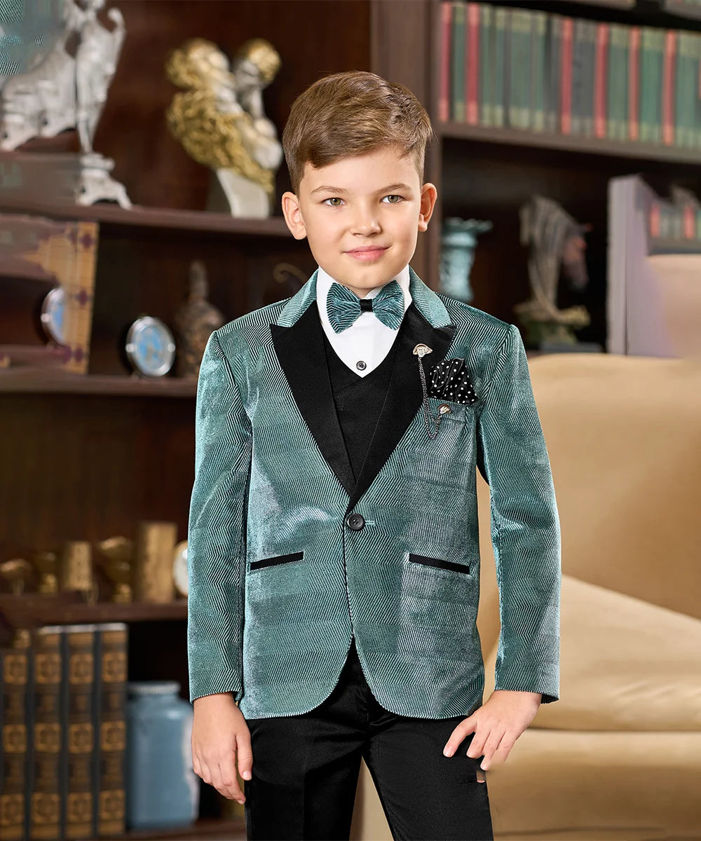 Sea Green Coloured 5-Piece Coat Suit for Boys(DM For Price)