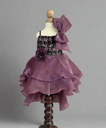 Wine Coloured Birthday Party Wear Frock for Girls