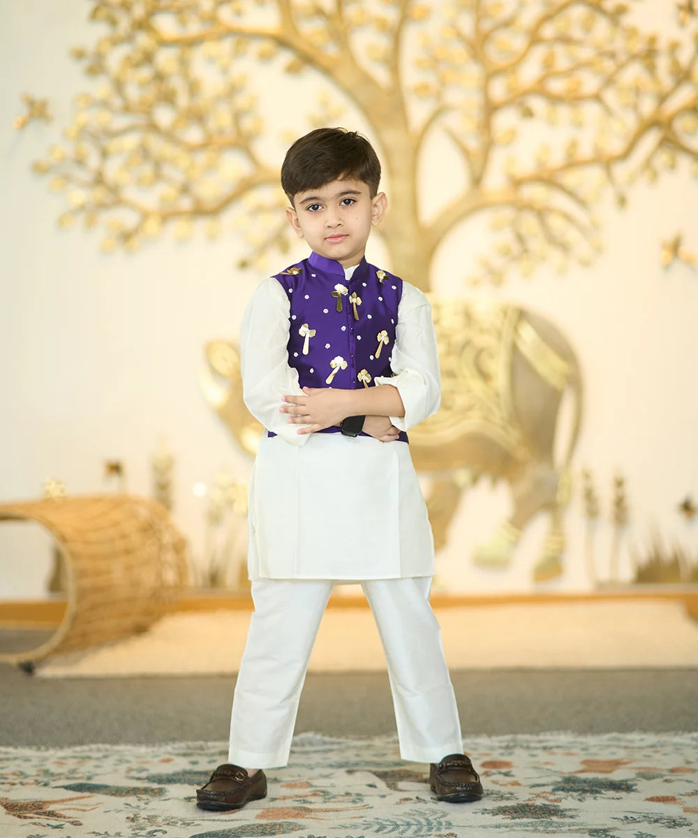 Festive Wear Kurta Set with Koti for Boy Kids