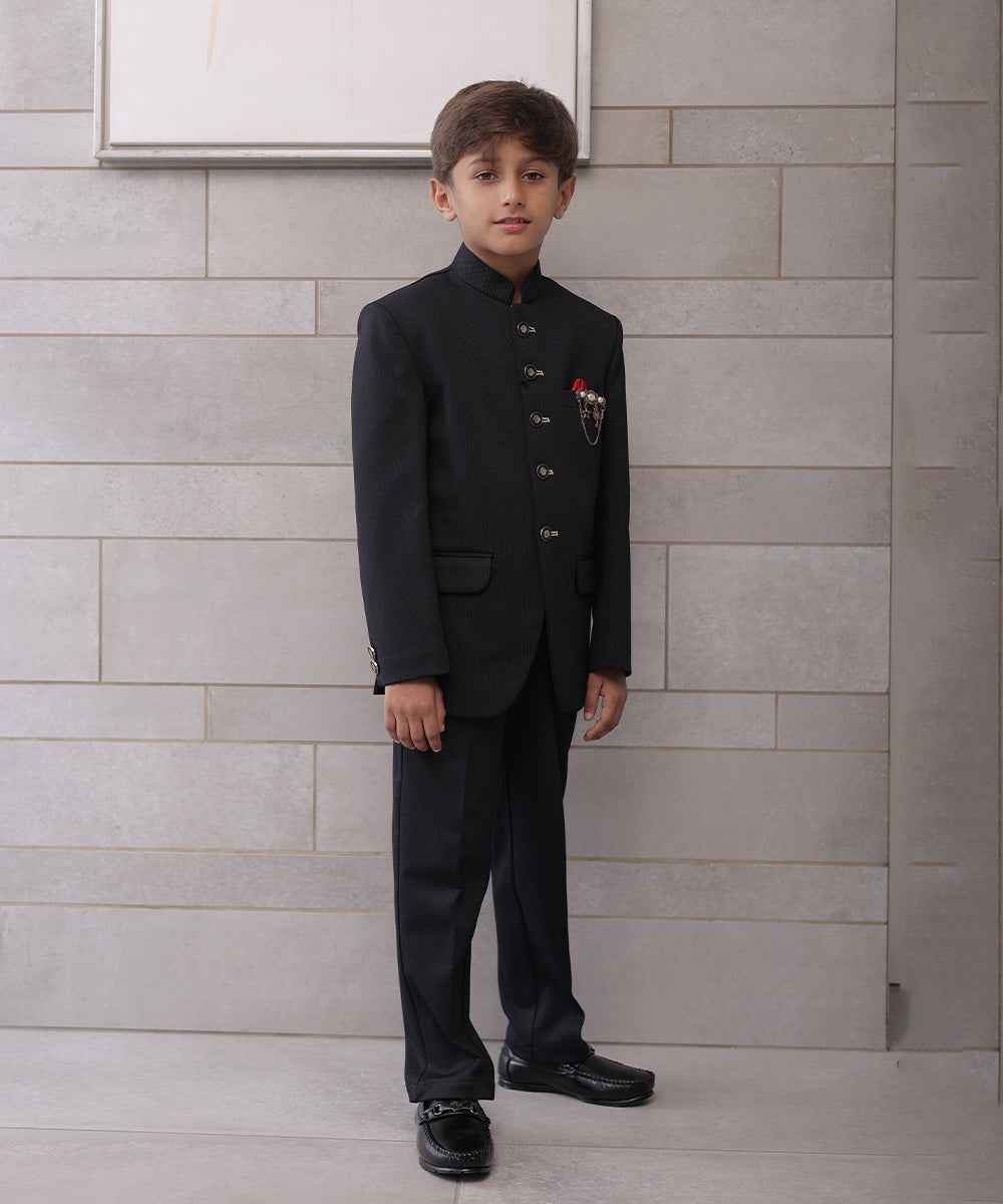 Pre-Order: Black Jodhpuri Suit Set for Boys for Party (DM For Price)