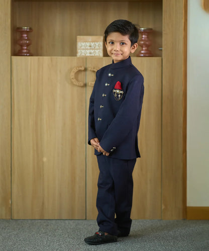 Pre-Order: Navy Jodhpuri Suit Set for Boys for Party(DM For Price)