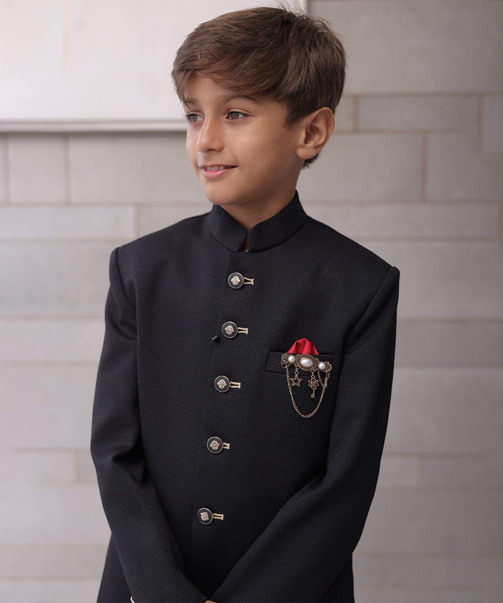 Pre-Order: Black Jodhpuri Suit Set for Boys for Party (DM For Price)