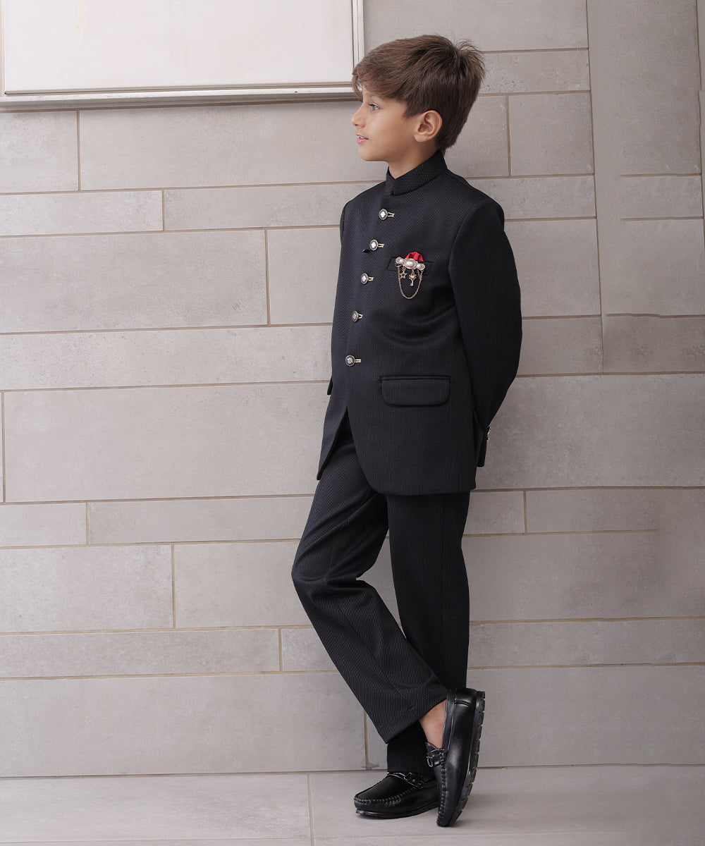 Pre-Order: Black Jodhpuri Suit Set for Boys for Party (DM For Price)