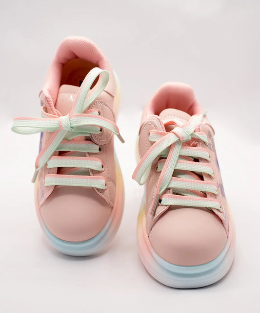 Pink Coloured Printed Stylish Sneakers for Girls