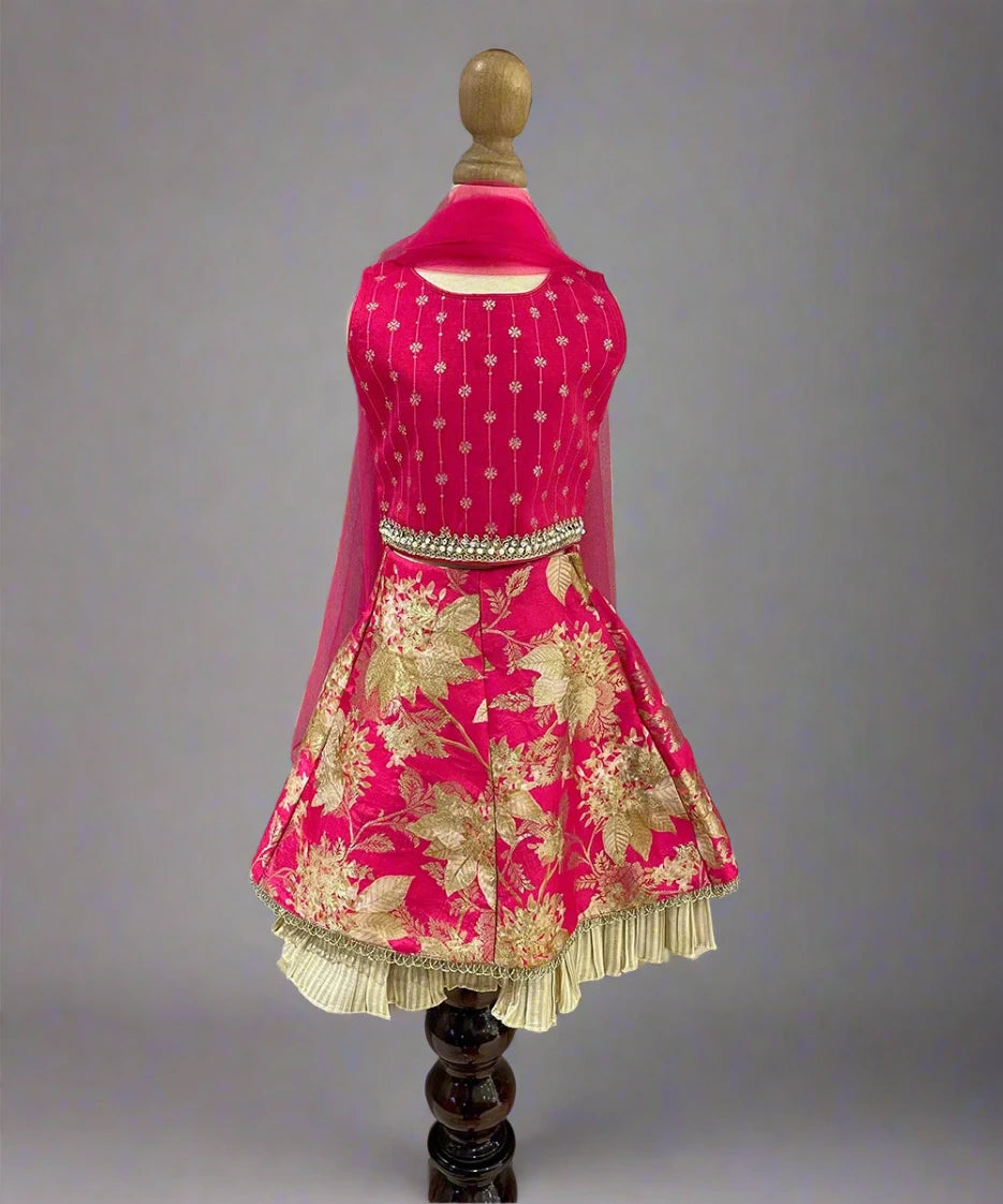 Pink Coloured Floral Printed Lehenga Set