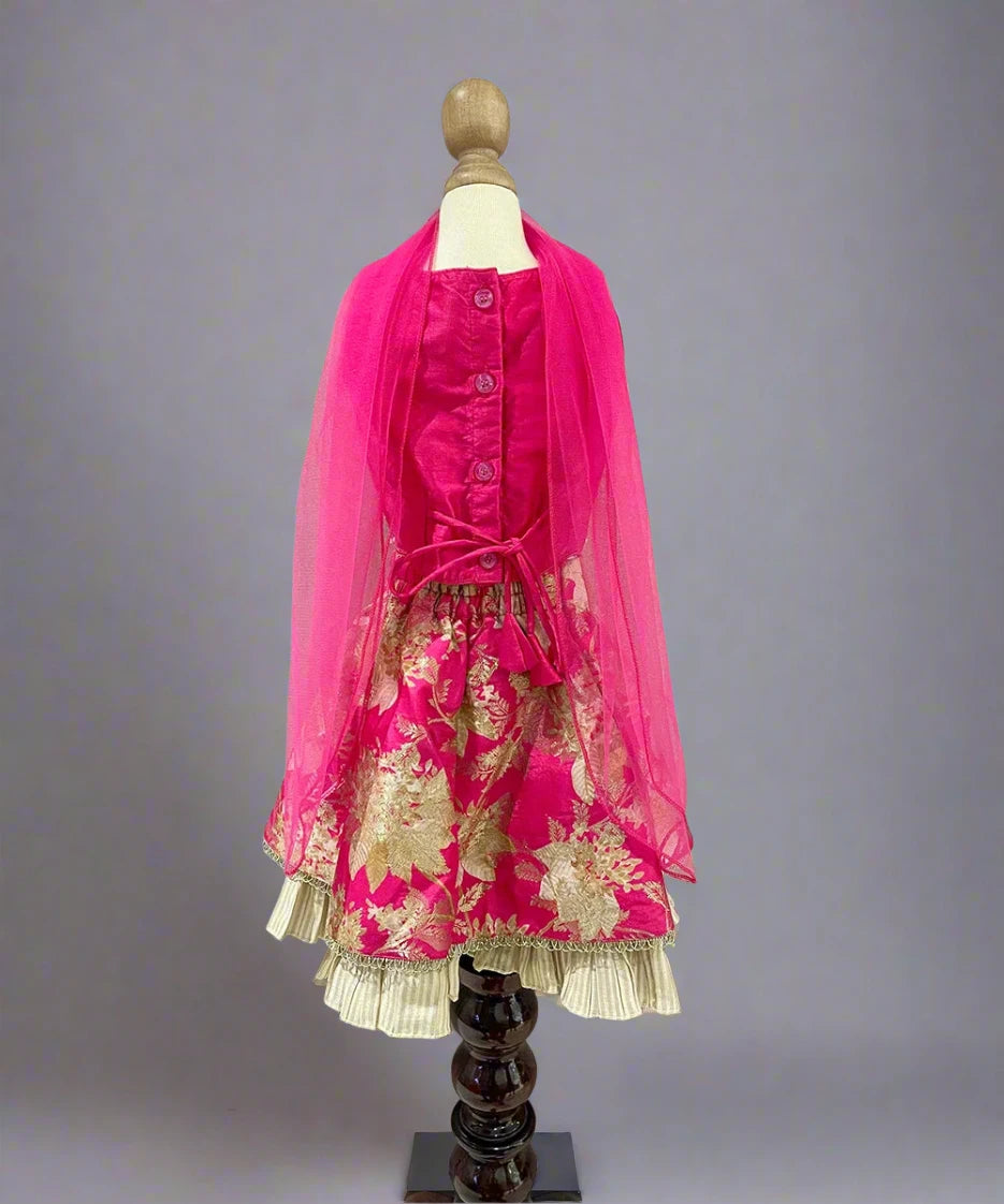 Pink Coloured Floral Printed Lehenga Set