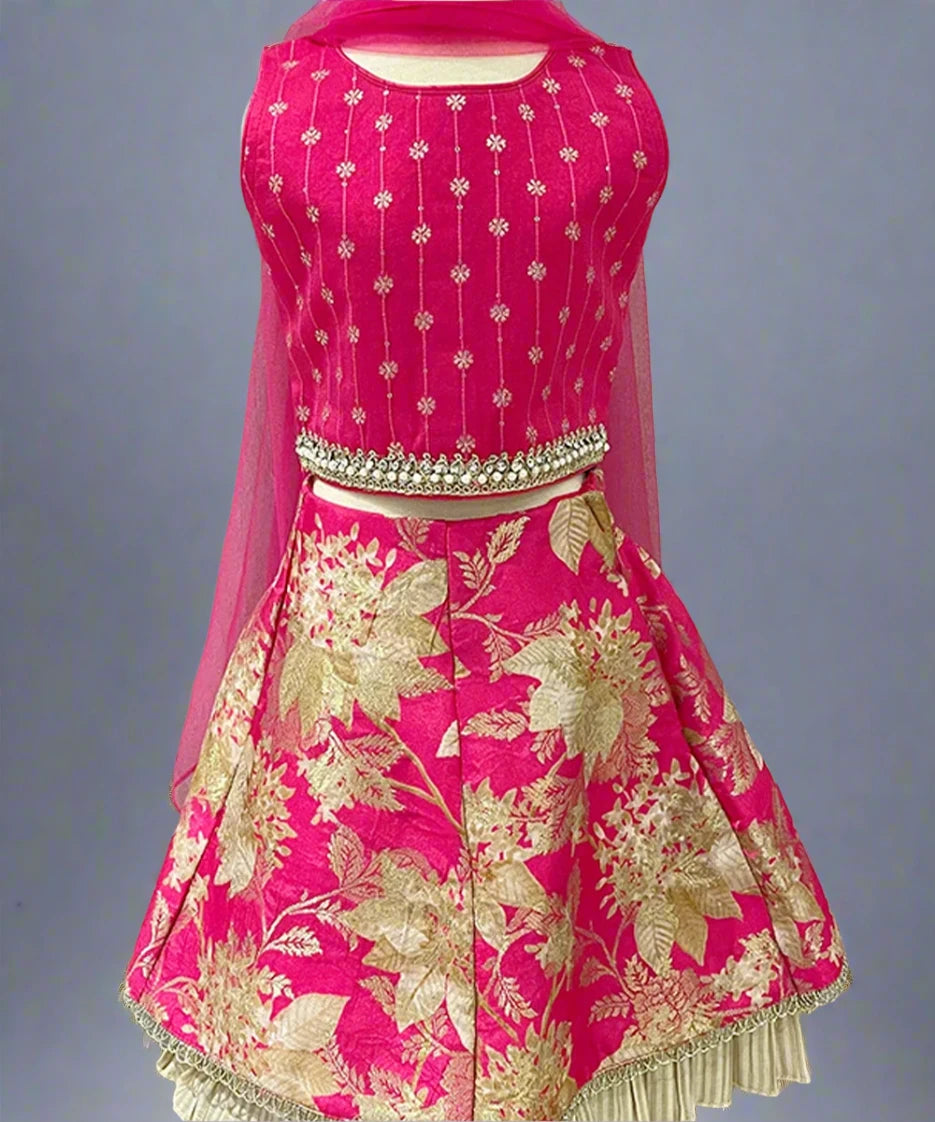 Pink Coloured Floral Printed Lehenga Set