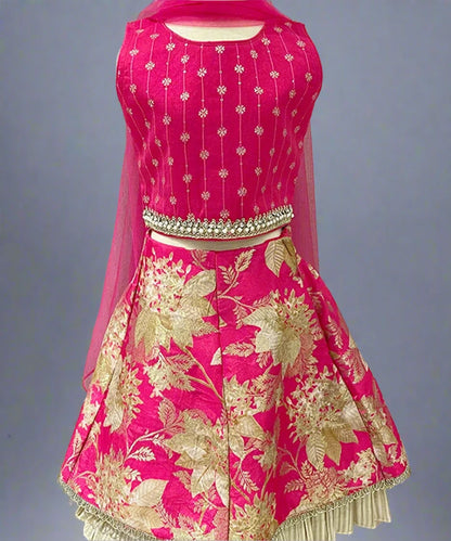 Pink Coloured Floral Printed Lehenga Set