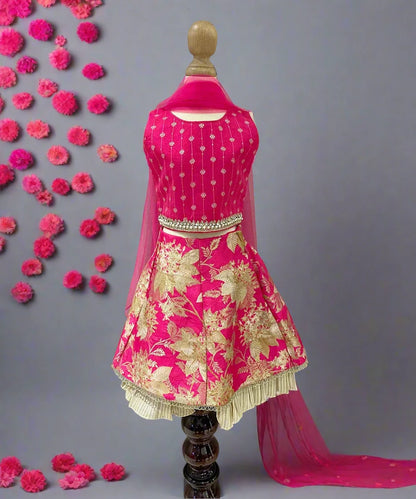 Pink Coloured Floral Printed Lehenga Set