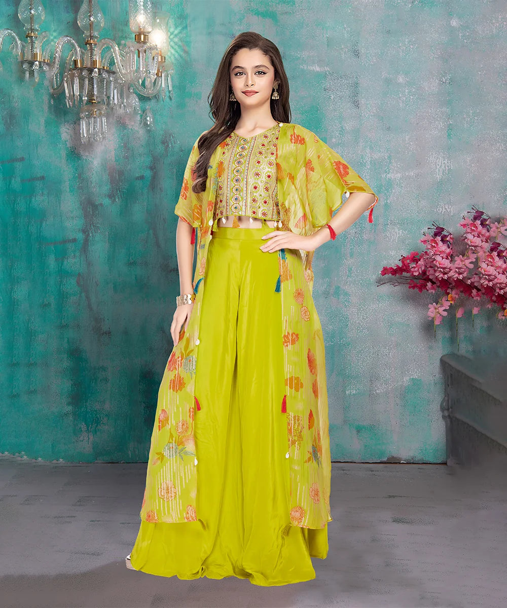 Kids Girls Sharara Set in Beautiful Yellow Color and Designs for Festive Occasions