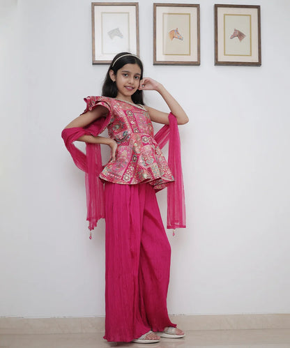 Rani Pink Coloured Sharara Set for Weddings