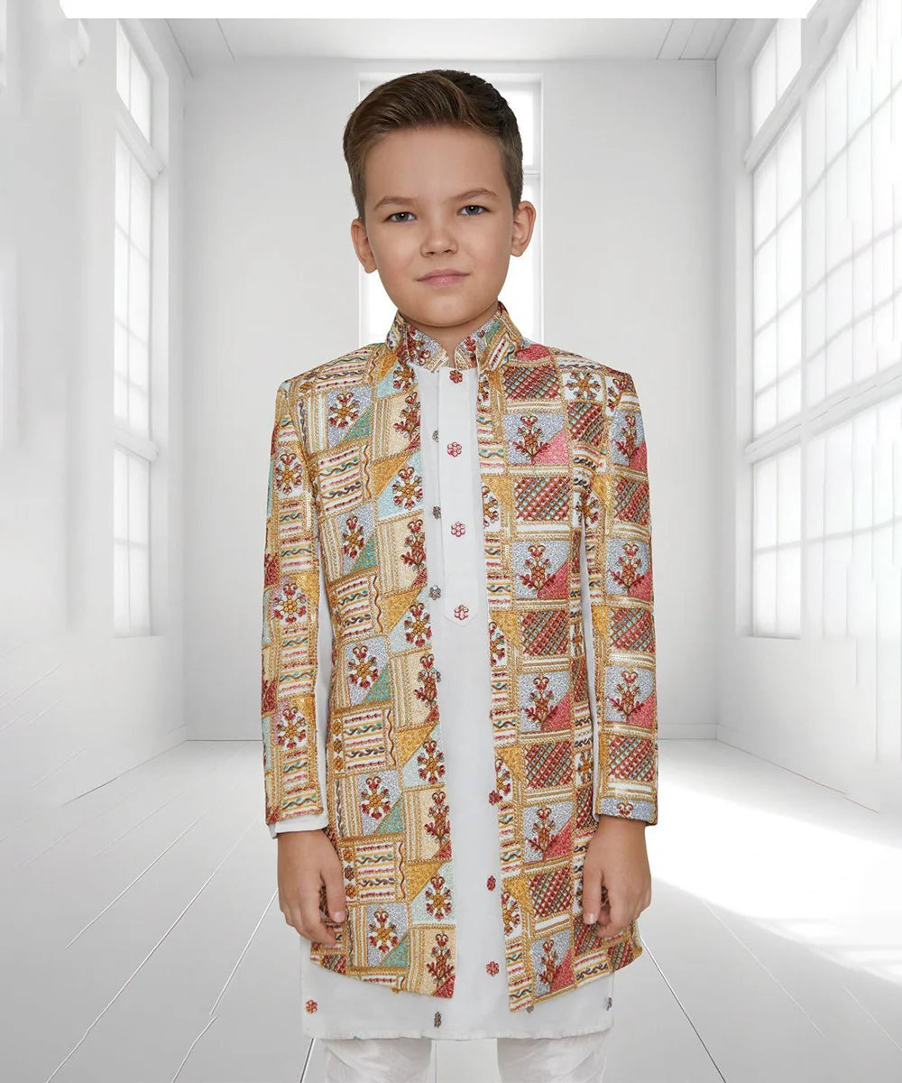 Multi-Coloured Trendy Sherwani Set for Boys 