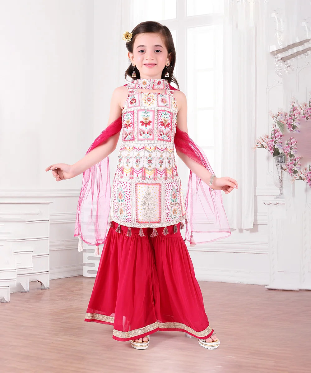 Comfortable and Fancy Kids Girls Sharara Set for Parties and Celebrations